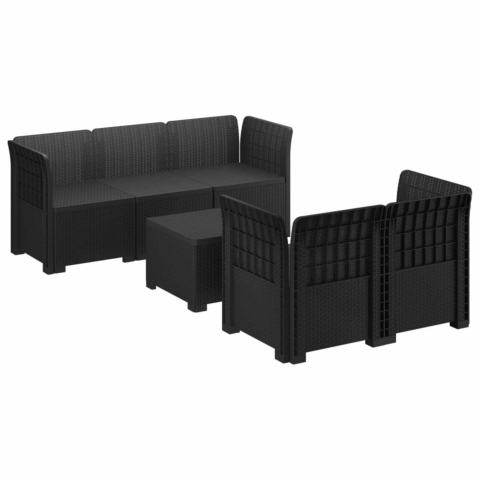 5-osobowa sofa ogrodowa w stylu rattanowym PP antracytowy vidaXL