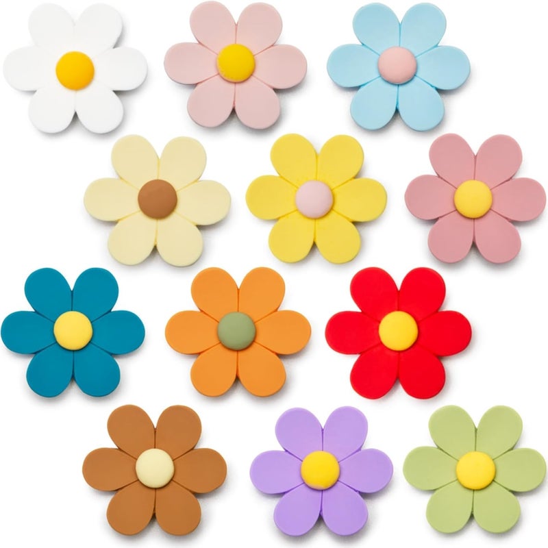 Trójwymiarowe magnesy na lodówkę w kształcie kwiatów, zabawne i kolorowe magnesy dekoracyjne (3,5 cm, 12 kolorów).