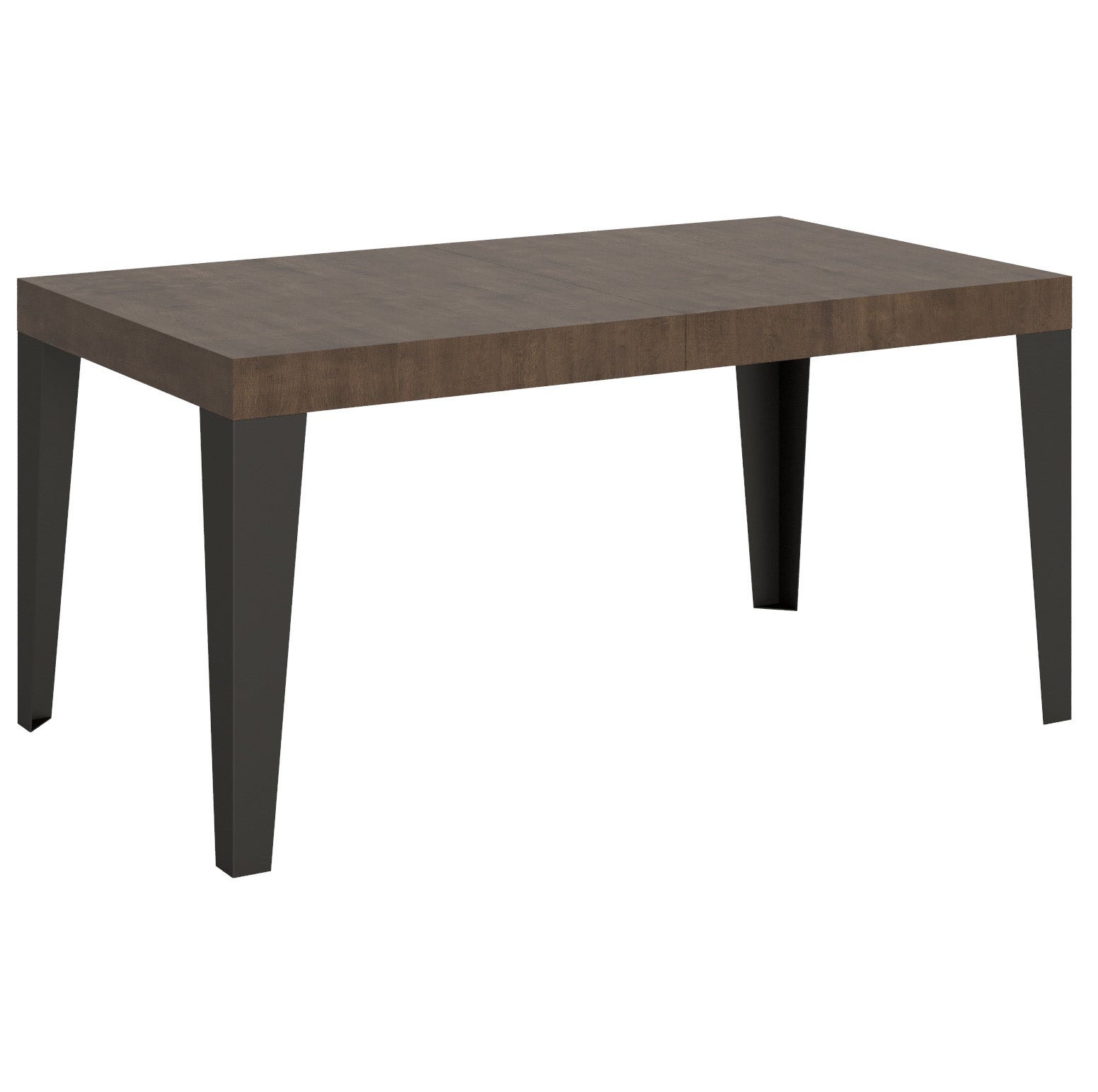 Mesa extensible FLAME 90x160 de 420 cm, estilo industrial, color nogal antracita.