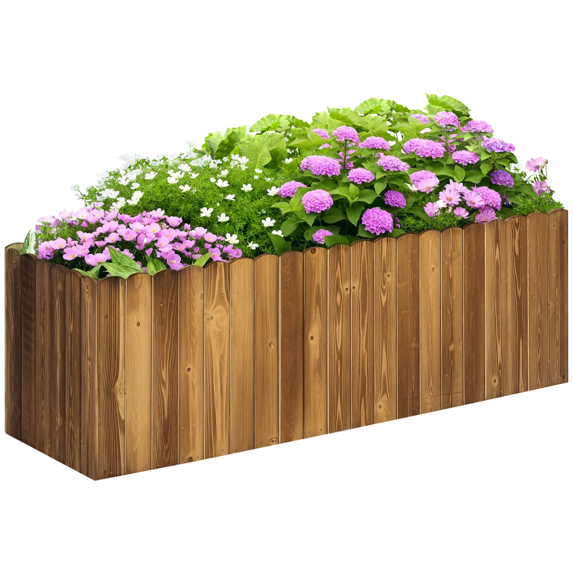 172L podwyższona grządka ogrodowa, Drewniany Rectangle skrzynka na rośliny, zewnętrzny Herb Warzywny kwiat Doniczka (120L x 40W x 40H cm)