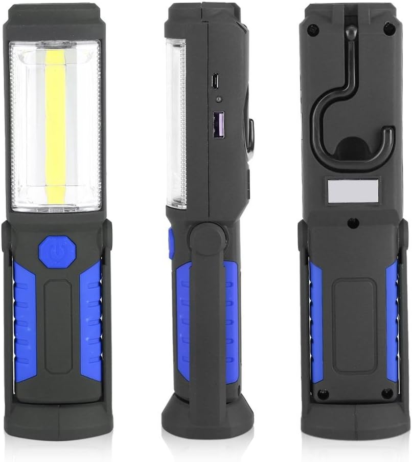 Akumulatorowa lampa robocza LED z magnesem latarka LED COB LED do samochodu garażu warsztatu na kemping do majsterkowania Niebieska