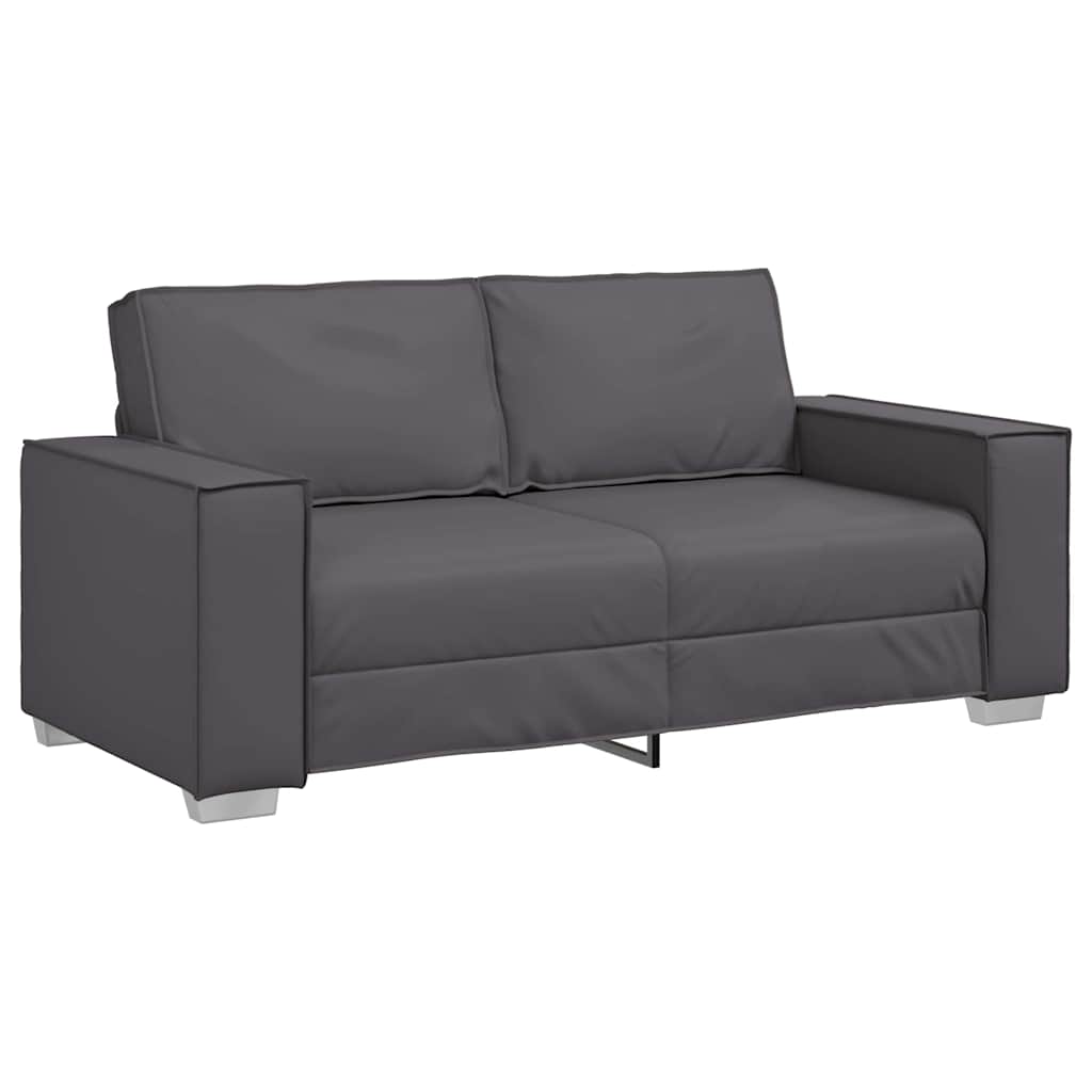 Sofa dwuosobowa Szary 180 cm Skóra ekologiczna
