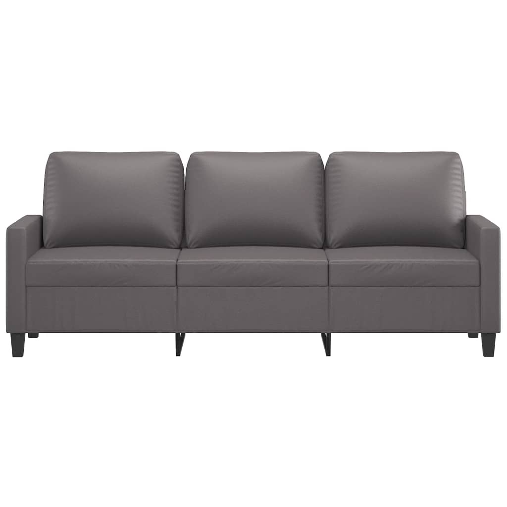 3-osobowa sofa, szara, 180 cm, sztuczna skóra