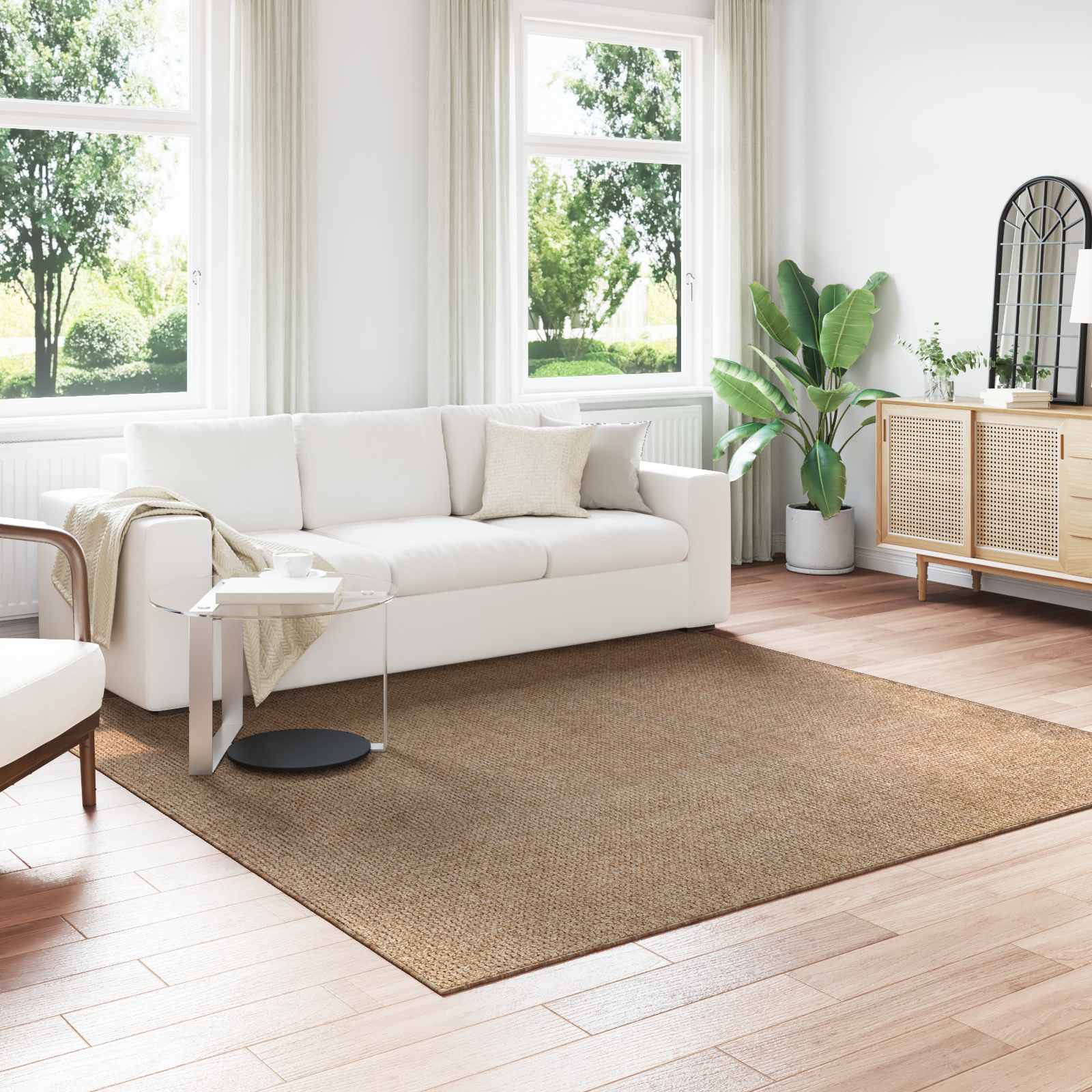 Dywany pokojowe Kwadrat AGIRA Naturalny 240 x 240 cm Poliester vidaXL