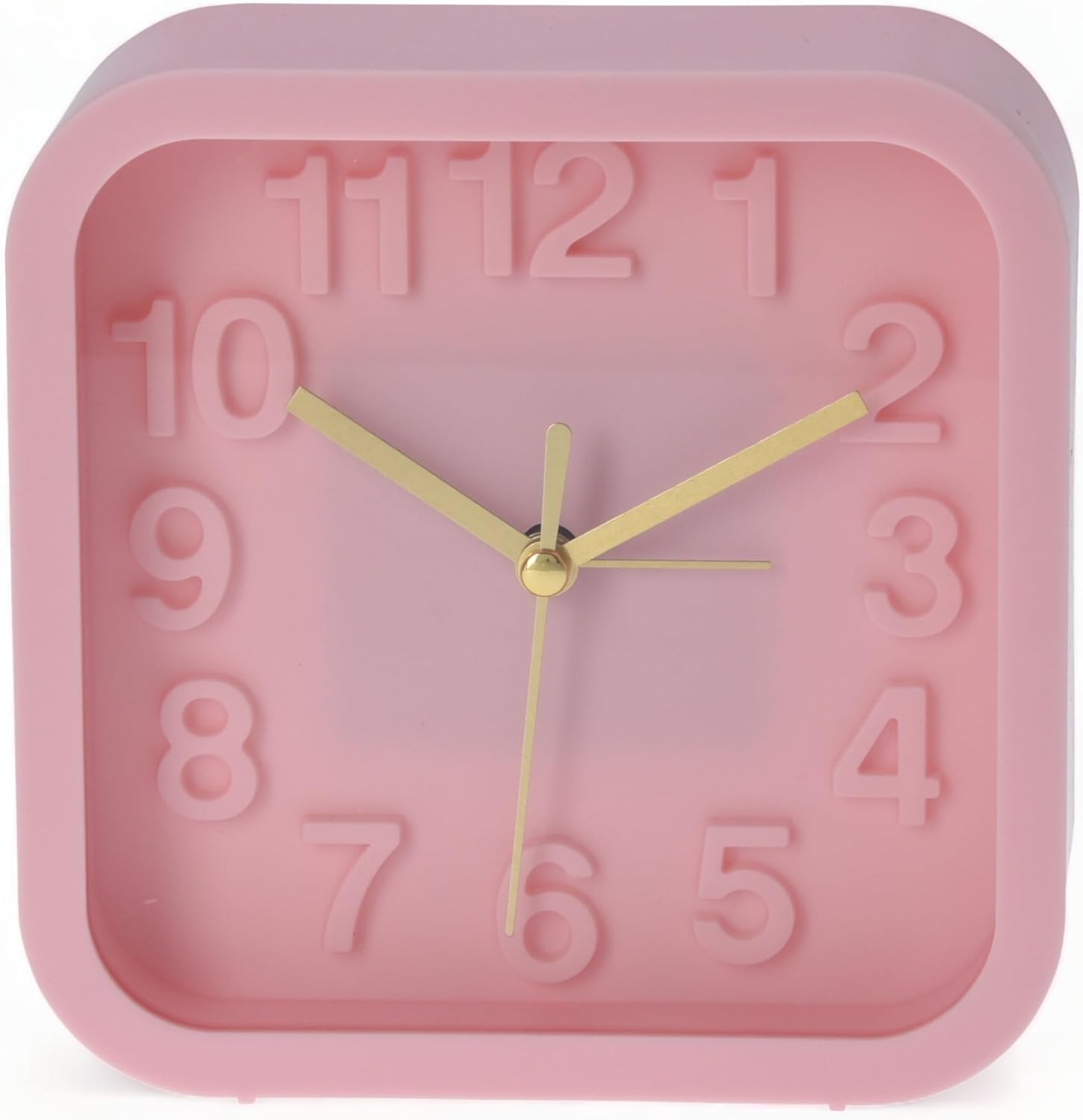 Analogowy budzik kwarcowy - Zegar stołowy w stylu retro - 13 x 13 cm - Różowy
