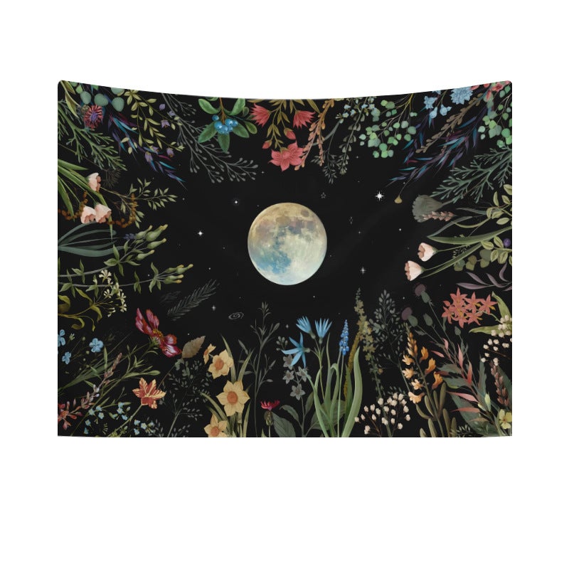 130x150 cm Moonlight Garden Wall Hanging Tapestry do dekoracji w stylu naturalnym, narzuta na łóżko do salonu, sypialni, akademika