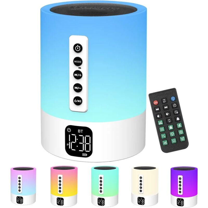 Budzik Głośnik Bluetooth Lampa Nocna z Maszyną Białego Szumu, Wielofunkcyjny Biały Szum dla Dzieci Głośnik Bluetooth Lampka Nocna Budzik