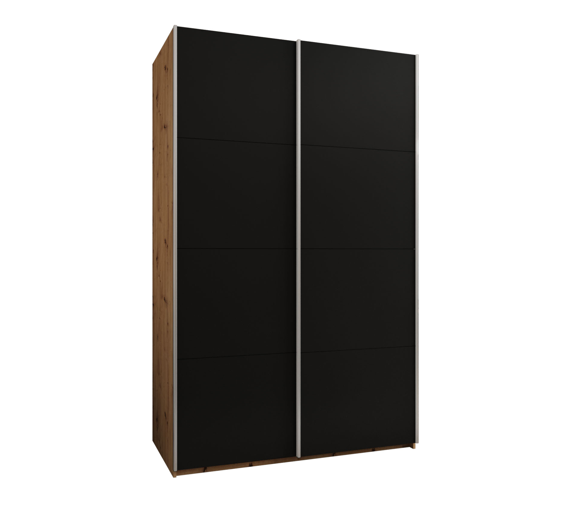 Szafa przesuwna wysoka Lux 1 160 x 64 x 245,5 cm artisan + czarny + u. srebrny - Abiks Meble