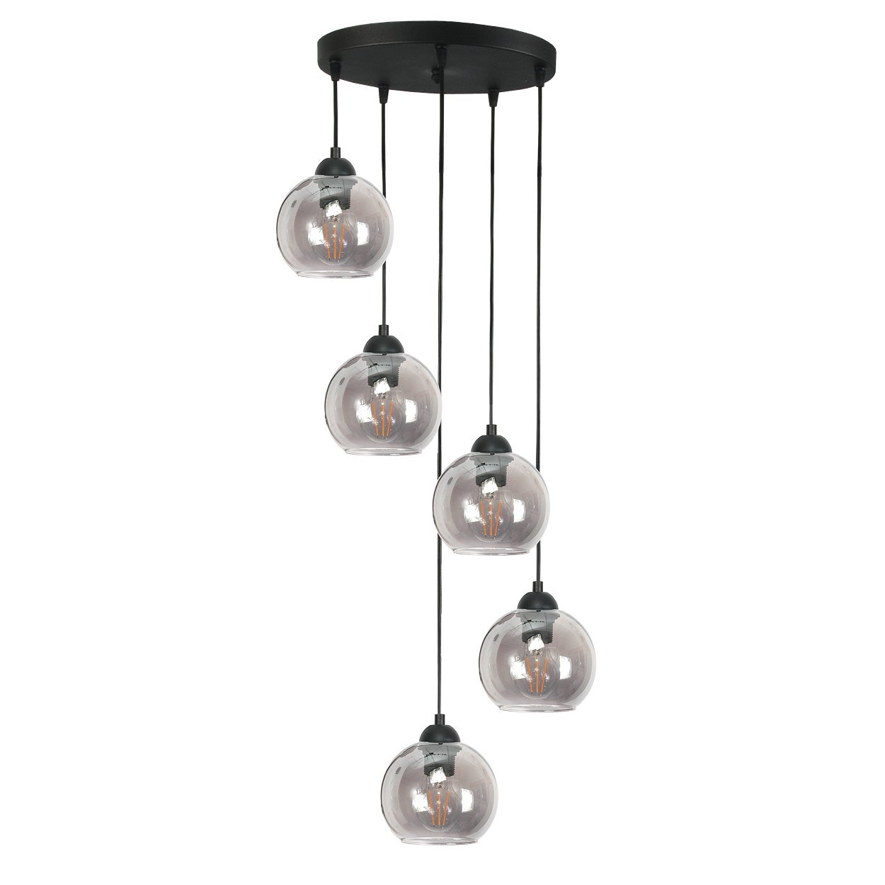 Lampa wisząca czarna do salonu industrialna loft VIGA grafitowe klosze 5xE27 Edylit