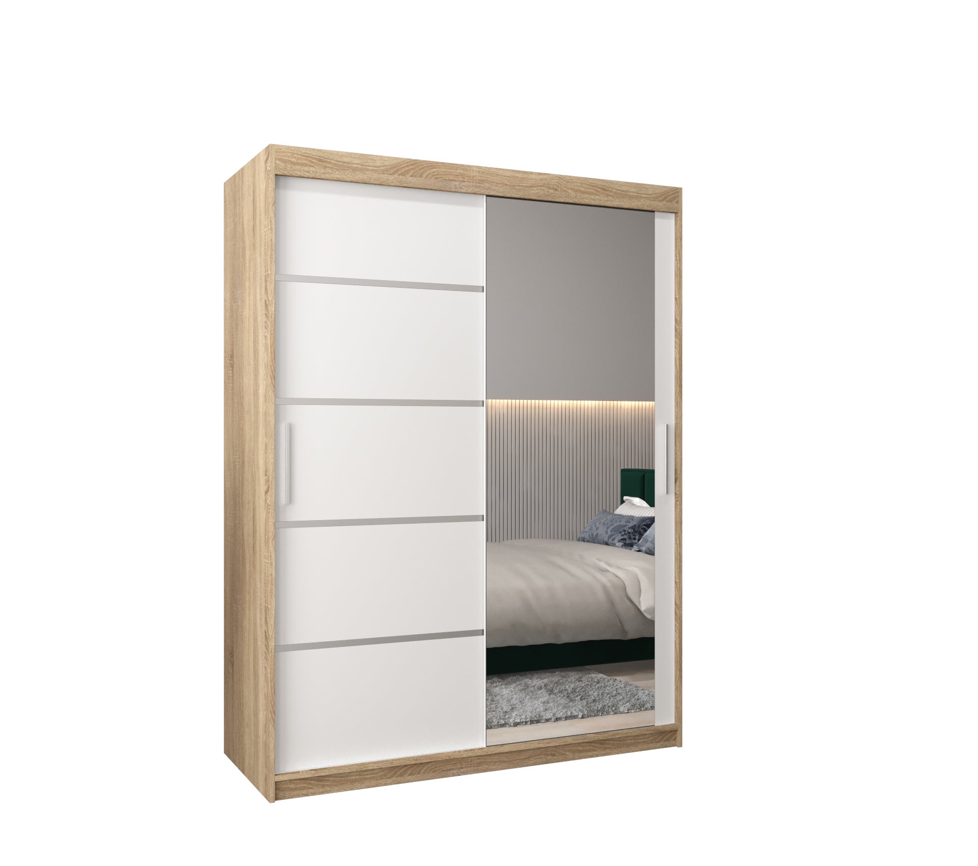 Szafa przesuwna garderoba Verona 2 150 x 62 x 200 cm Sonoma + Biały - Abiks Meble