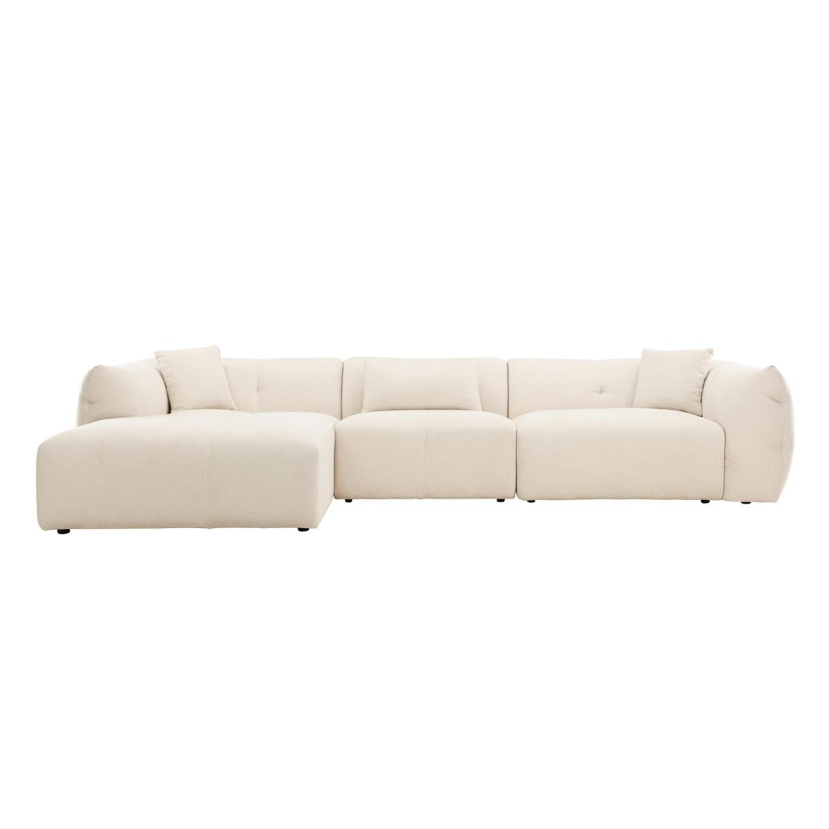 Positano sofa chaise longue 3 poduszki dekoracyjne lewy beżowy.