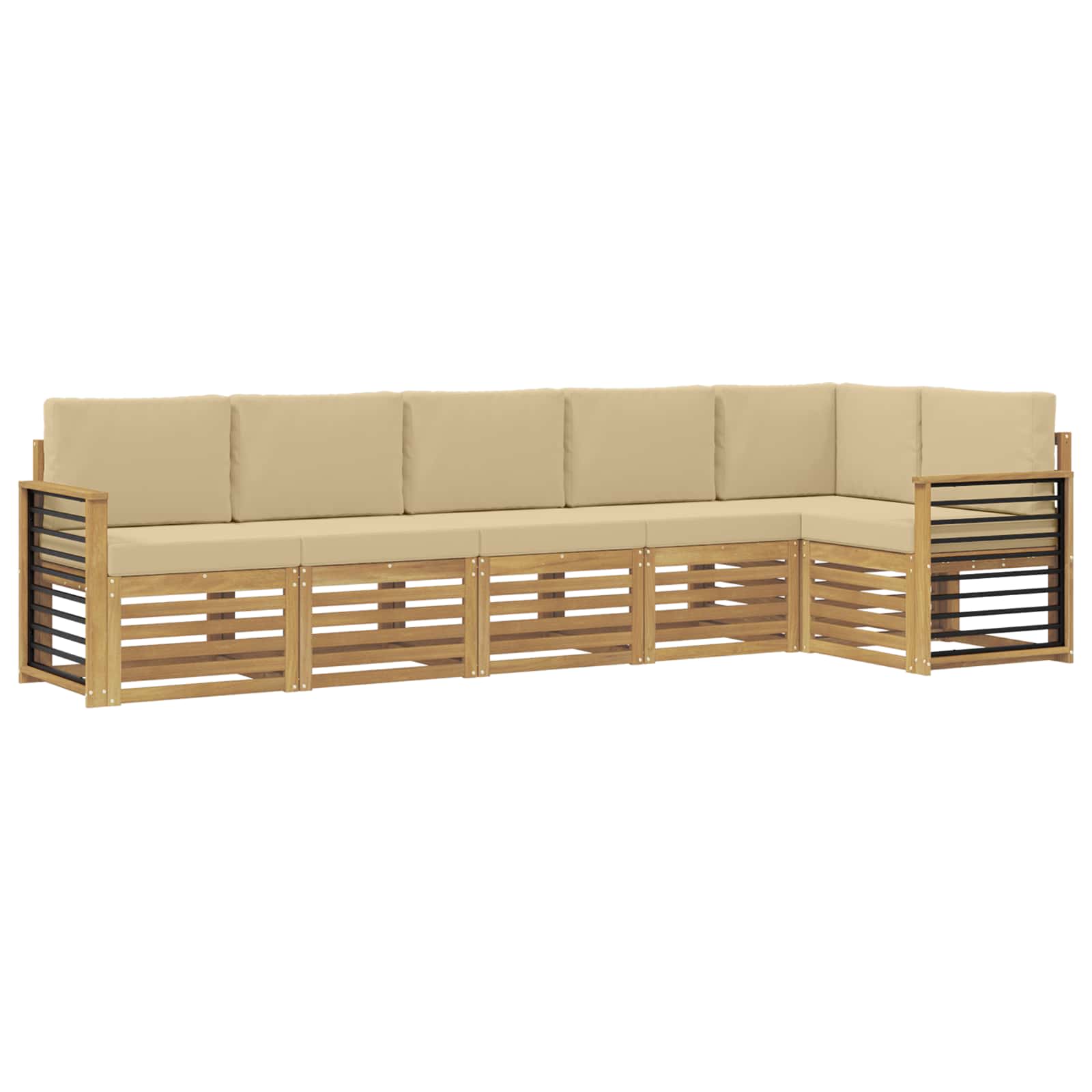 Zestaw sof na zewnątrz 6 pcs Biały i Beżowy 306 x 128,5 x 73 cm