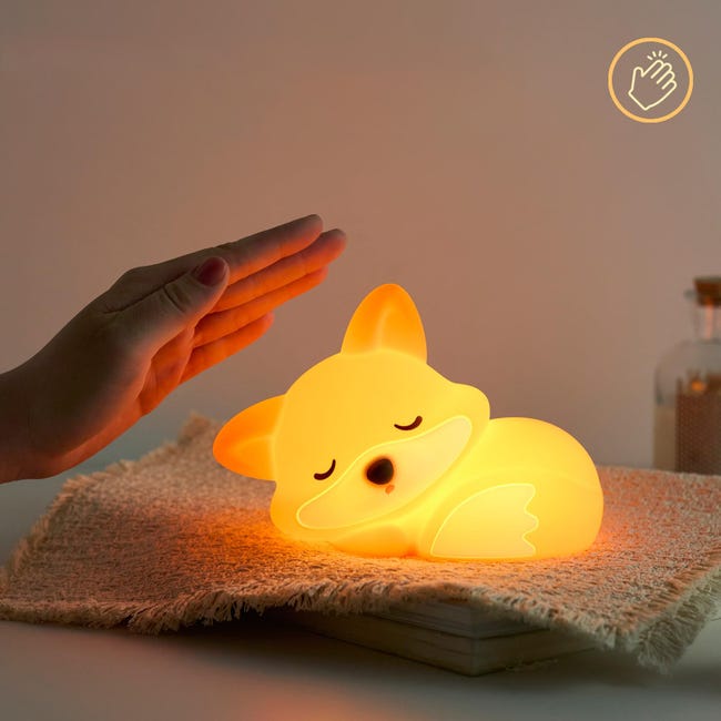 Lampka nocna Fox, śliczna silikonowa lampka z akumulatorowym timerem i ściemniaczem, lampka nocna dla dzieci, prezent urodzinowy lub świąteczny