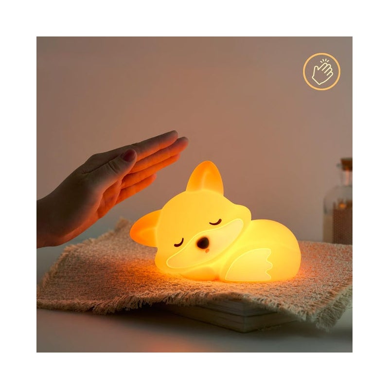Lampka nocna Fox, śliczna silikonowa lampka z akumulatorowym timerem i ściemniaczem, lampka nocna dla dzieci, prezent urodzinowy lub świąteczny