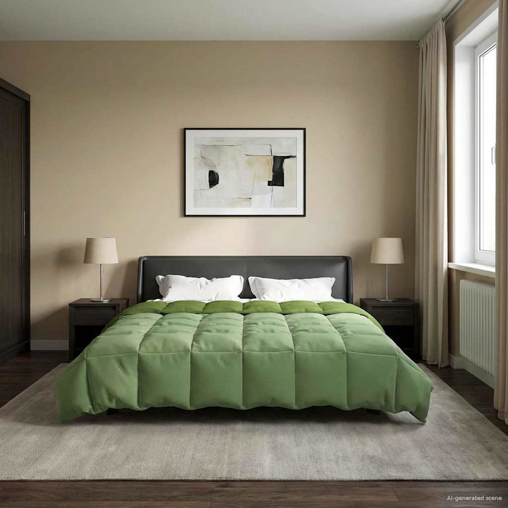 Zimowa Kołdra Kwiłtowany Zielony 240 x 260 cm Mikrofibra vidaXL