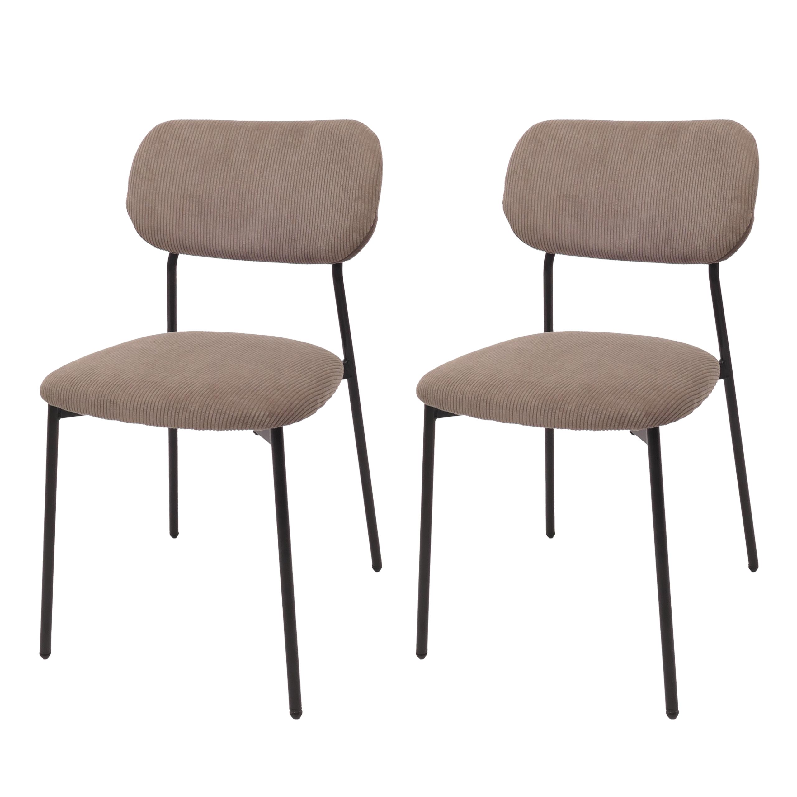 Zestaw 2 krzeseł do jadalni HWC-O26, krzesło kuchenne tapicerowane, sznurek (330g/m²) tkanina/tkanina metal ~ taupe