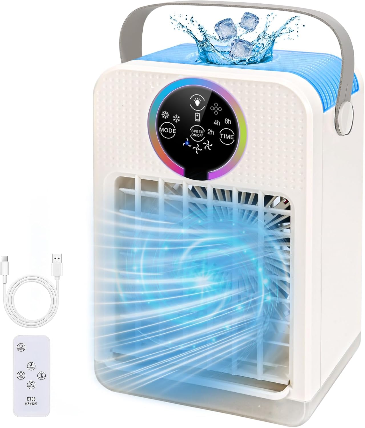 Klimatyzator ewaporacyjny o pojemności 700 ml, nawilżacz, timer od 2 do 8 godzin, mini osobisty klimatyzator, wentylator biurkowy.