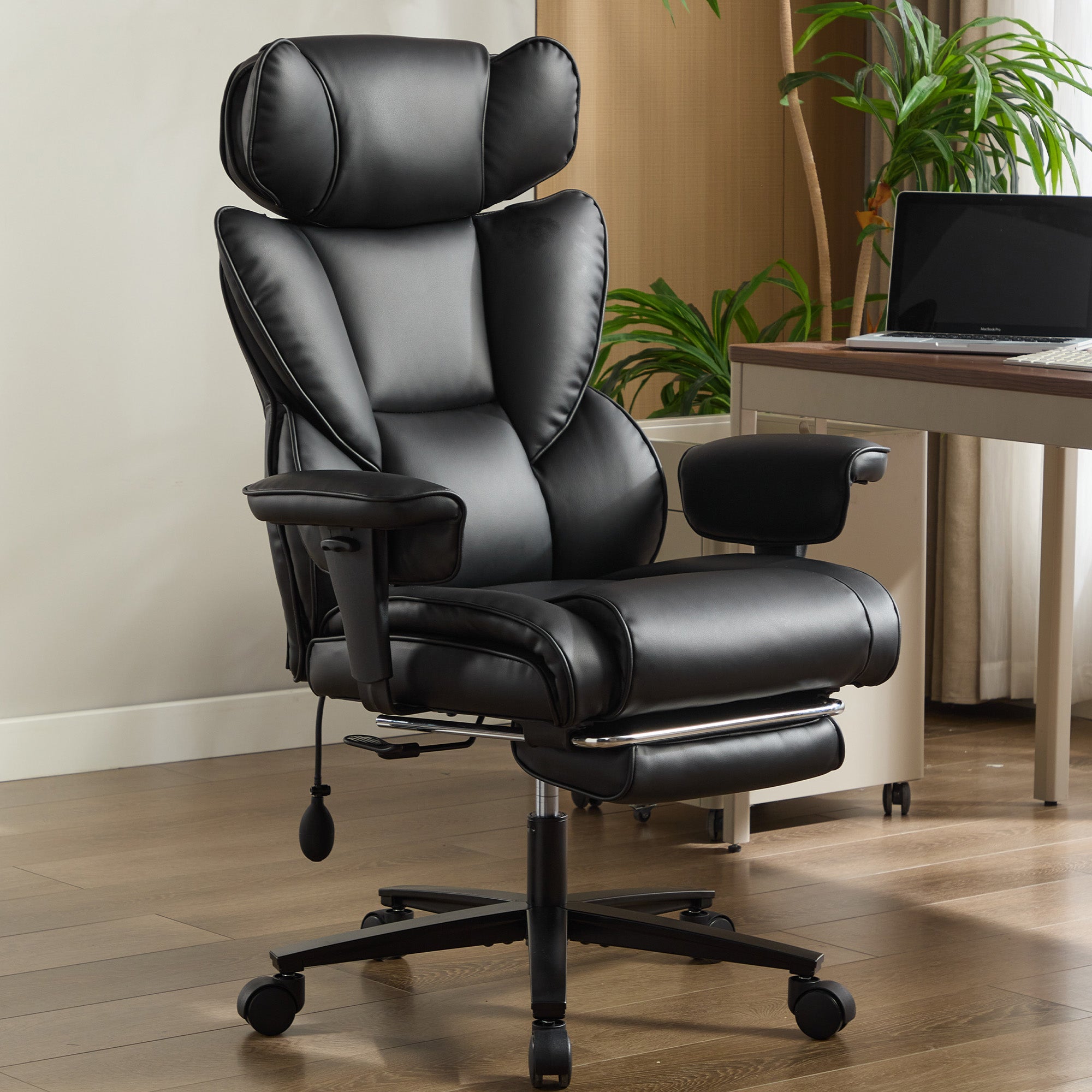 Ergonomiczne krzesło biurowe obrotowe 56 x 52 x 121 cm, z obrotem 360°, czarny, do biura domowego, praktyczny wybór do codziennego użytkowania
