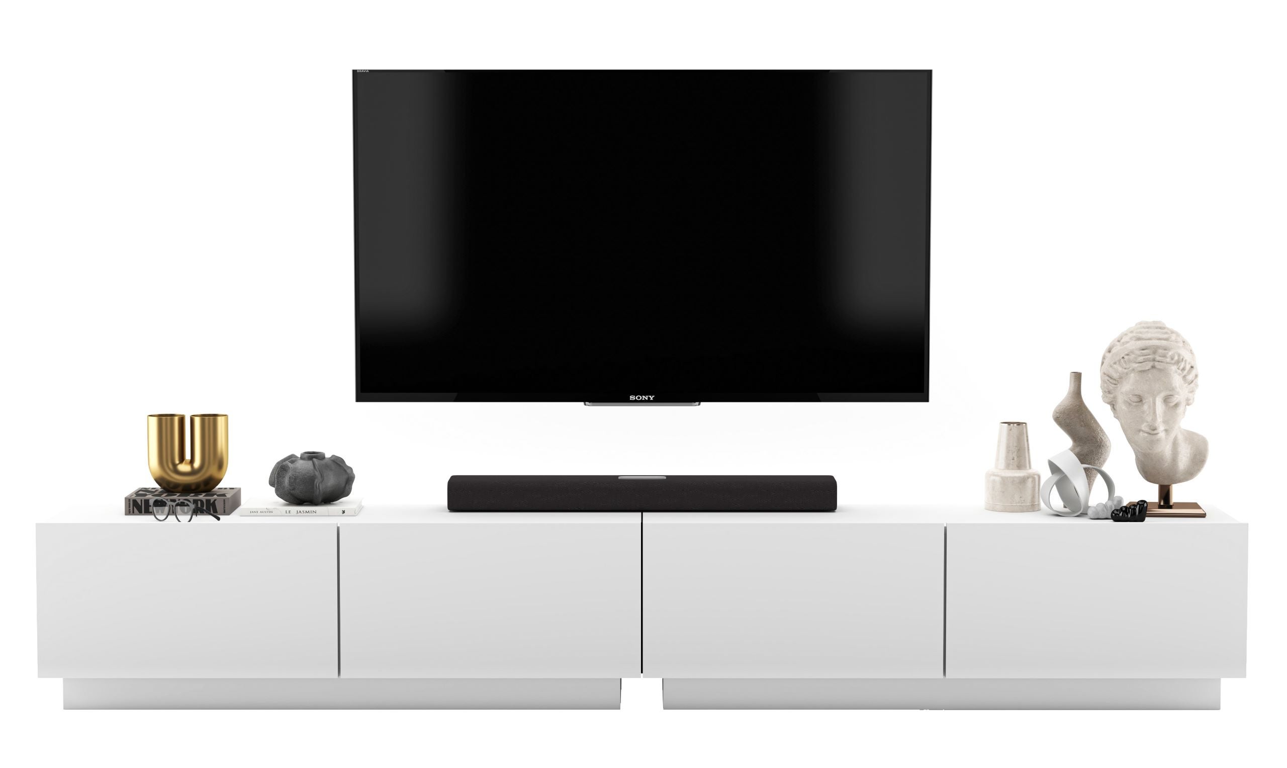 Szafka RTV Loft Industrialna 240 cm biały mat, komoda pod telewizor do salonu w stylu loft