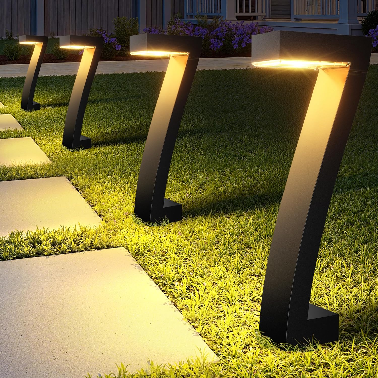 Lampy solarne ogrodowe, 4 stylowe lampy zewnętrzne zasilane energią słoneczną, wodoodporność IP65, automatyczny przełącznik.