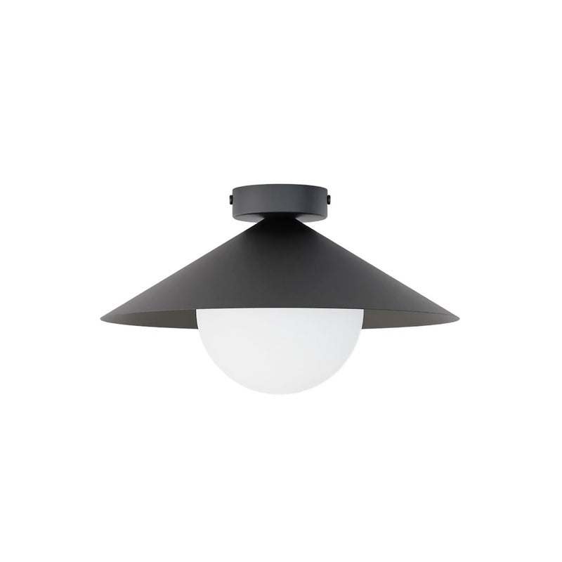 Lampa sufitowa minimalistyczna czarno-biała szklana kula stożek fi30cm 1xE14 10W MONO Emibig