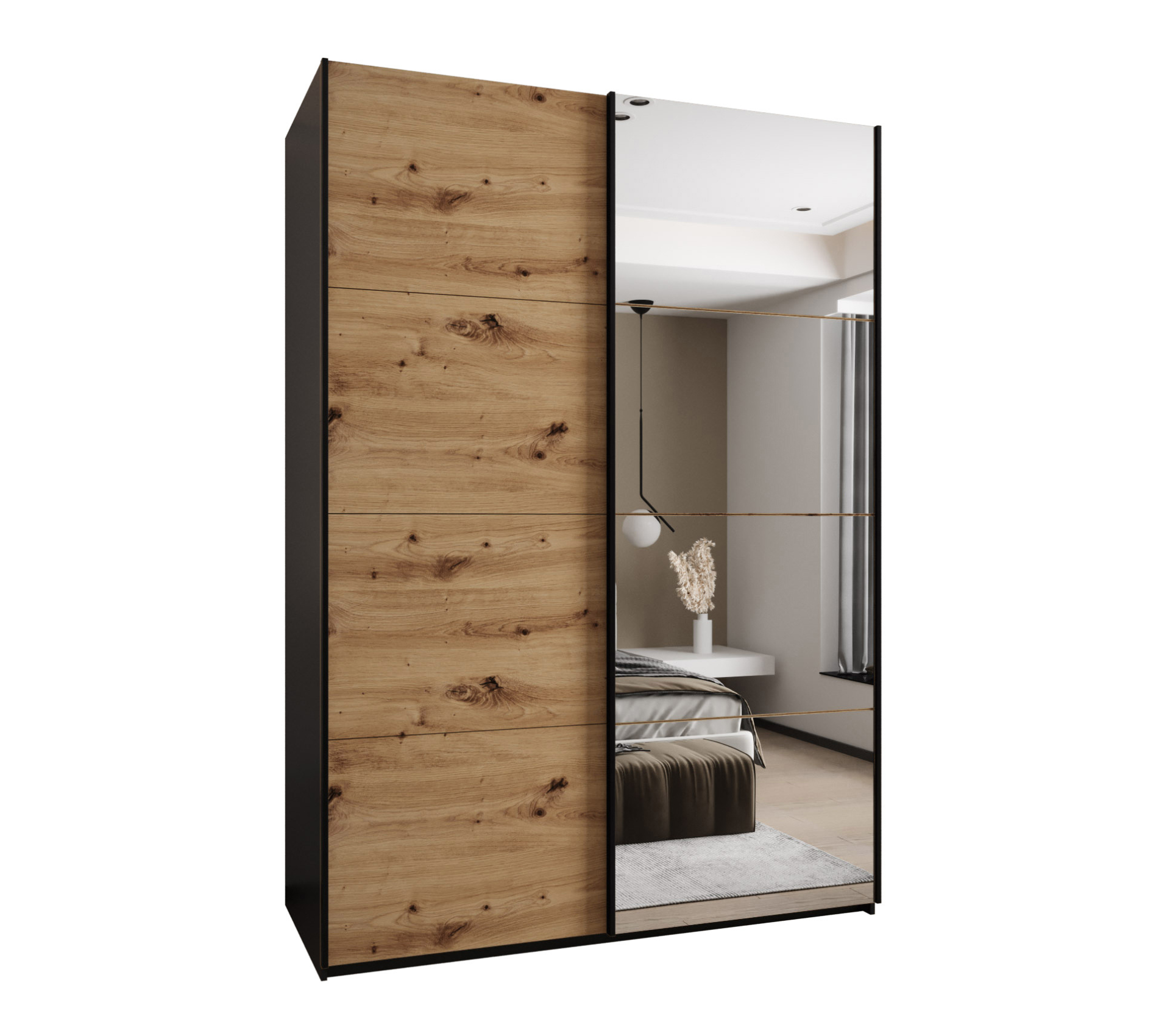 Szafa przesuwna wysoka Lux 3 170 x 64 x 245,5 cm czarny + artisan + u. czarny - Abiks Meble