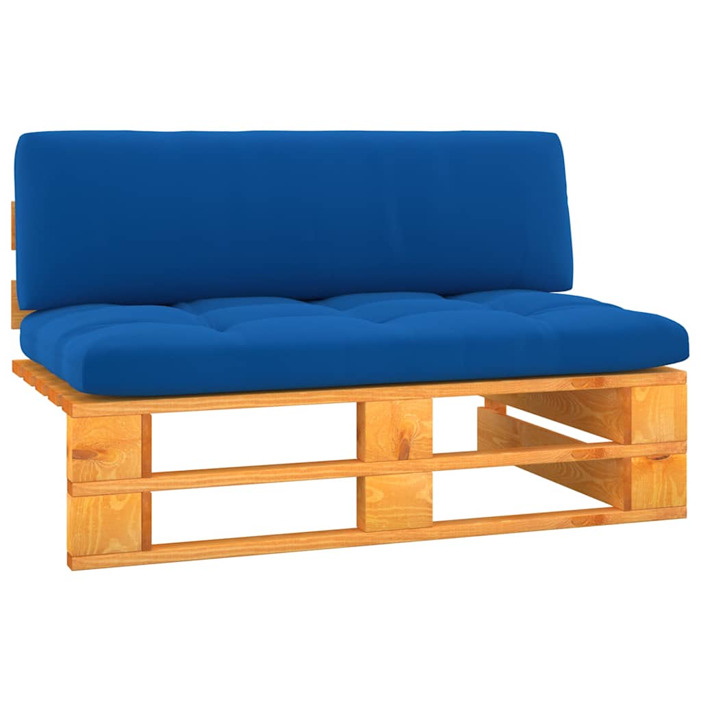 Sofa Ogrodowa Środkowa z Palet z Poduszką Impregnowana Drewniana Brązowa