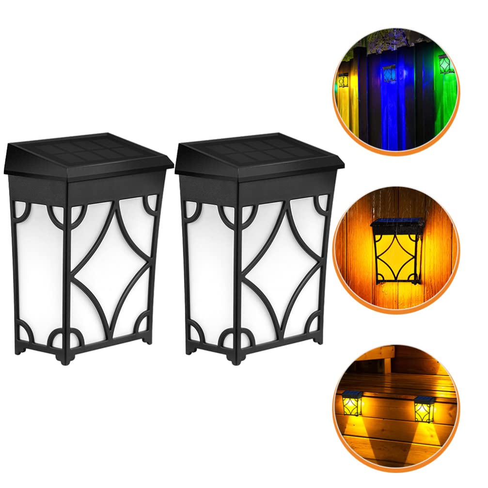 Zestaw 2 solarnych lamp ogrodowych, oświetlenie ogrodzeniowe, oświetlenie solarne, oświetlenie dekoracyjne, kinkiety solarne LED, ciepłe światło + RGB