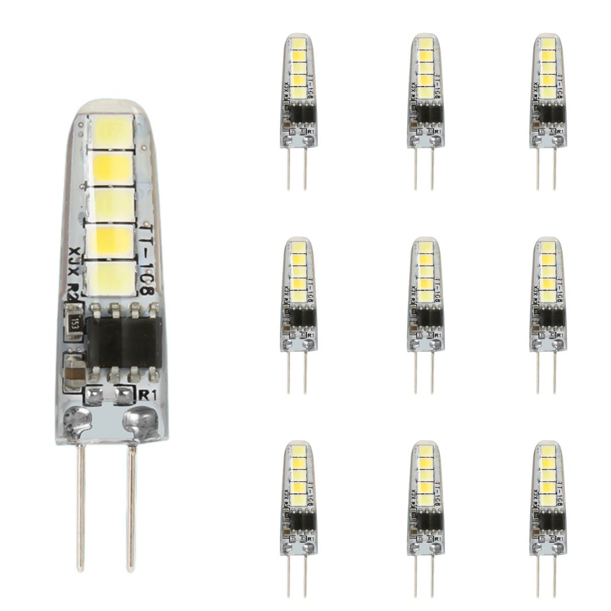 Koraliki LED G4, szpilki LED, niskie napięcie, 220 V 2 W, żarówka kryształowa, źródło światła o dużej jasności, światło białe. (10 sztuk)
