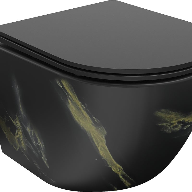 Mexen Lena miska wc Rimless z deską wolnoopadającą slim, duroplast, czarna kamień - 30224098