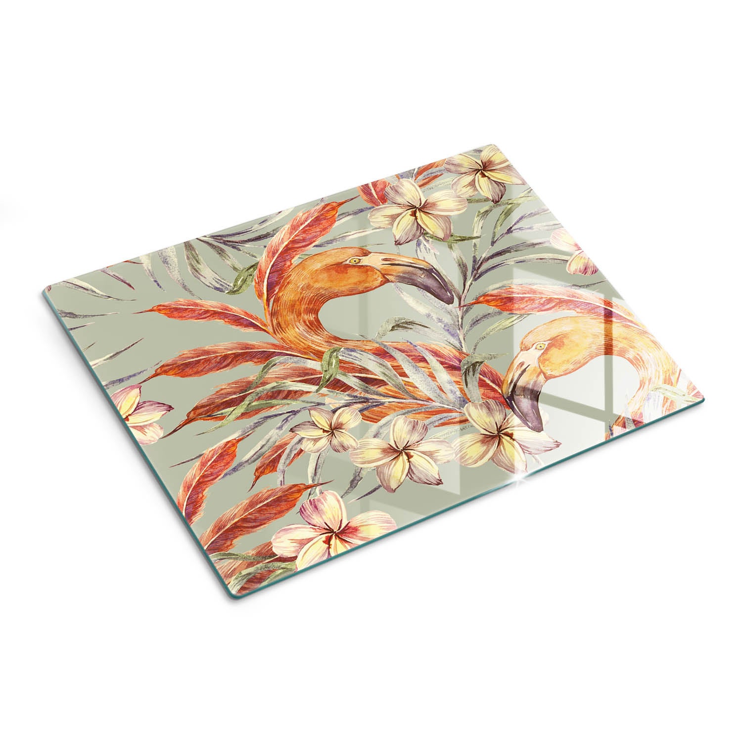 Hartowane szkło do kuchni na blat - Różowe Flamingi - 30x40 - Tulup