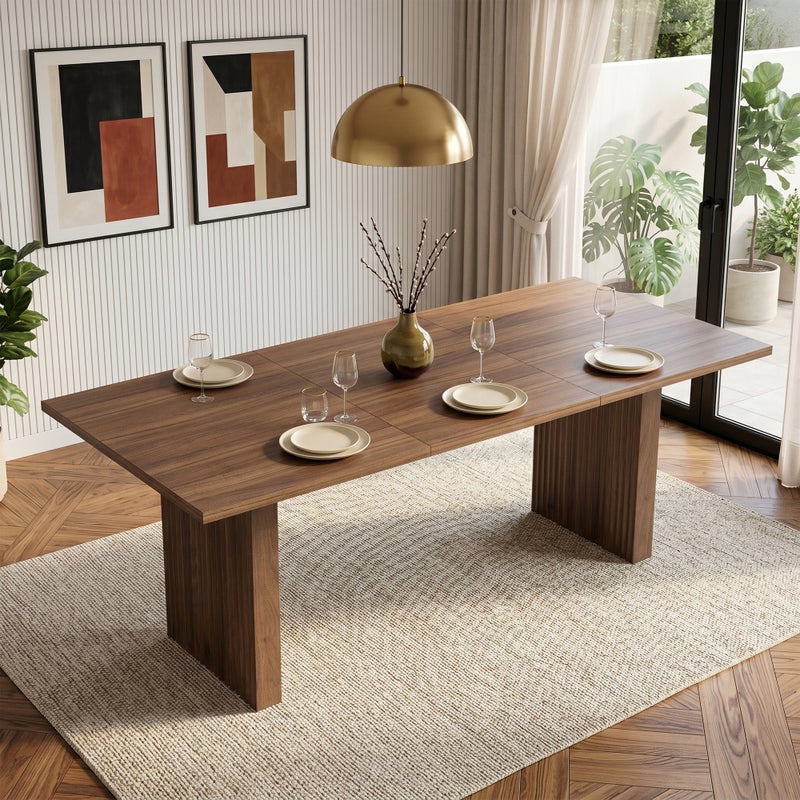 Rozkładany prostokątny stół jadalny dla 6–8 osób – 140/200 x 90 x 75 cm - Płyta MDF, blat o grubości 3 cm - Orzech