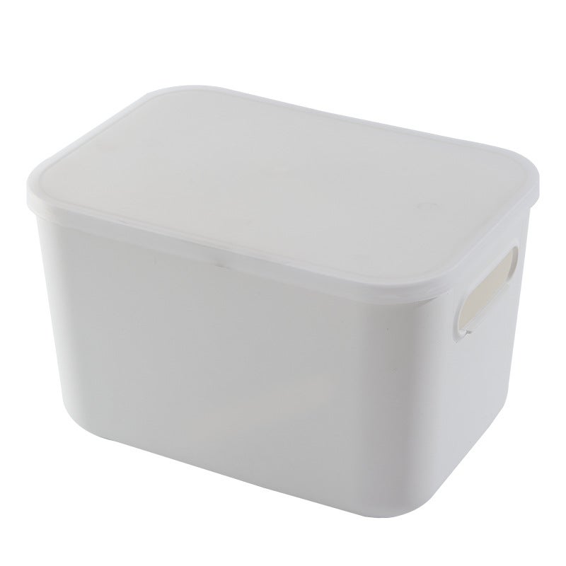 Dekoracyjne pudełko do przechowywania, 5 litrów, z pokrywką, tworzywo sztuczne (PP z recyklingu), czarne, 3x5 litrów (26,5 x 18,5 x 20 cm), białe