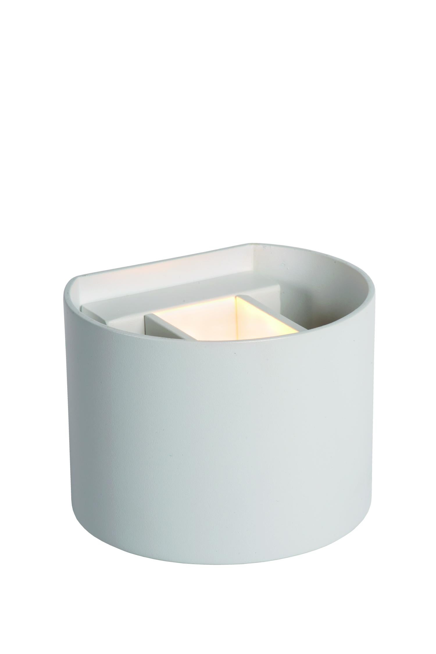 Kinkiet LED półokrągły AXI biały 6W Ciepła biel 350lm metal wym:10x13,5x12cm IP54 Lucide
