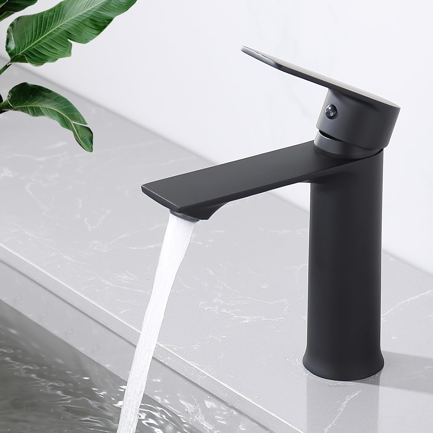 Czarna bateria łazienkowa jednootworowa – bateria mieszaczowa ze stali nierdzewnej, mieszacz wody ciepłej i zimnej, elegancki design