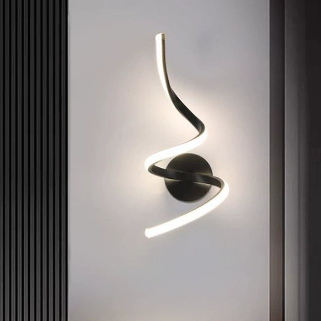 Kinkiet, nowoczesna wewnętrzna lampa ścienna LED, spiralna lampka nocna, aluminiowa lampka nocna, ciepłe białe światło (3000K)