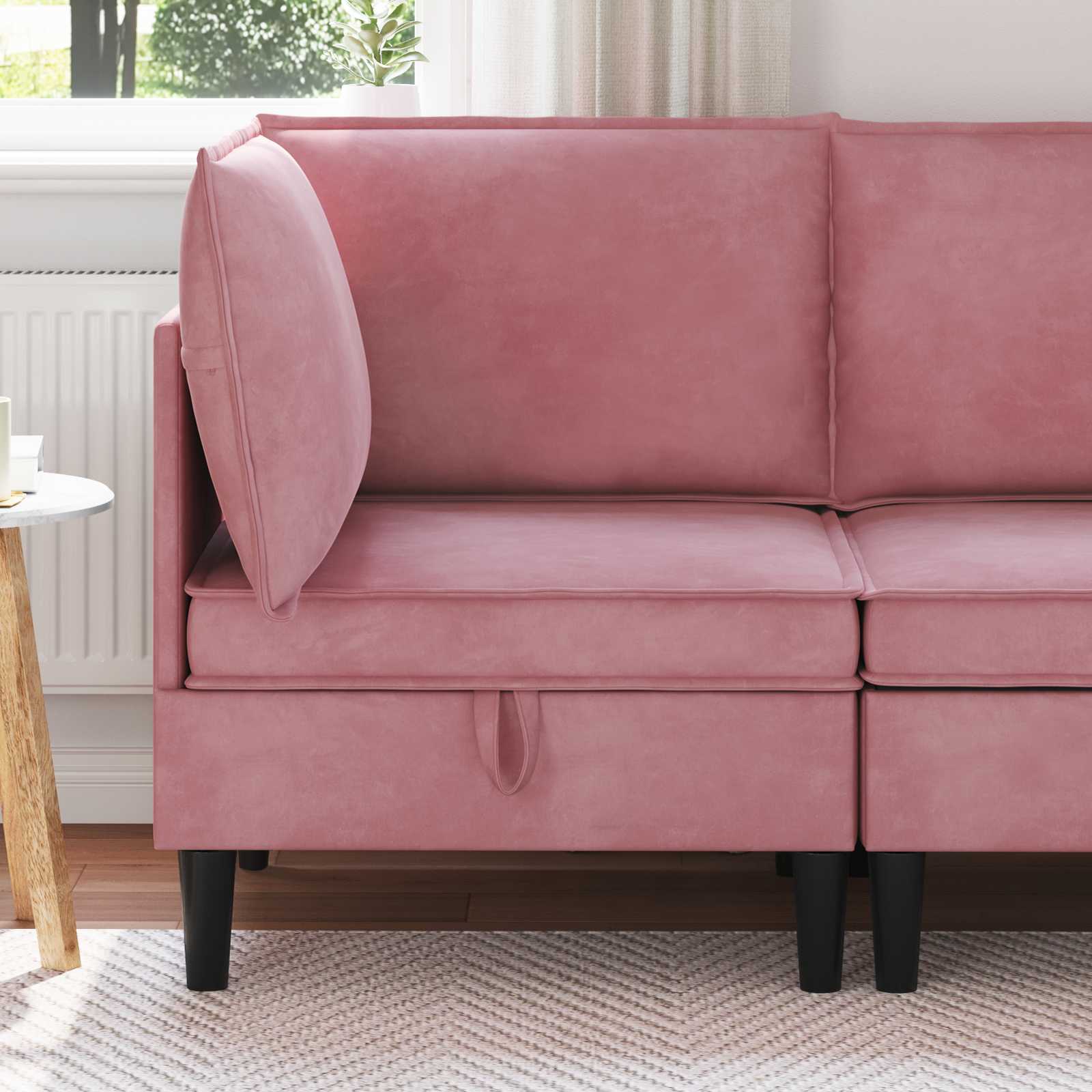 Sofa z miejscem do przechowywania różowy Welur vidaXL