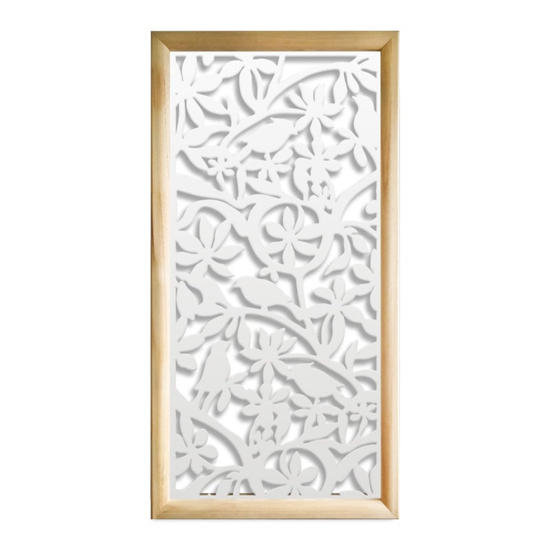 BIRDS - Prostokątne moduły dekoracyjne z drewna i PCV - Rozmiar 73x148 cm - Grubość 64 mm - Kolor wewnętrzny BIAŁY