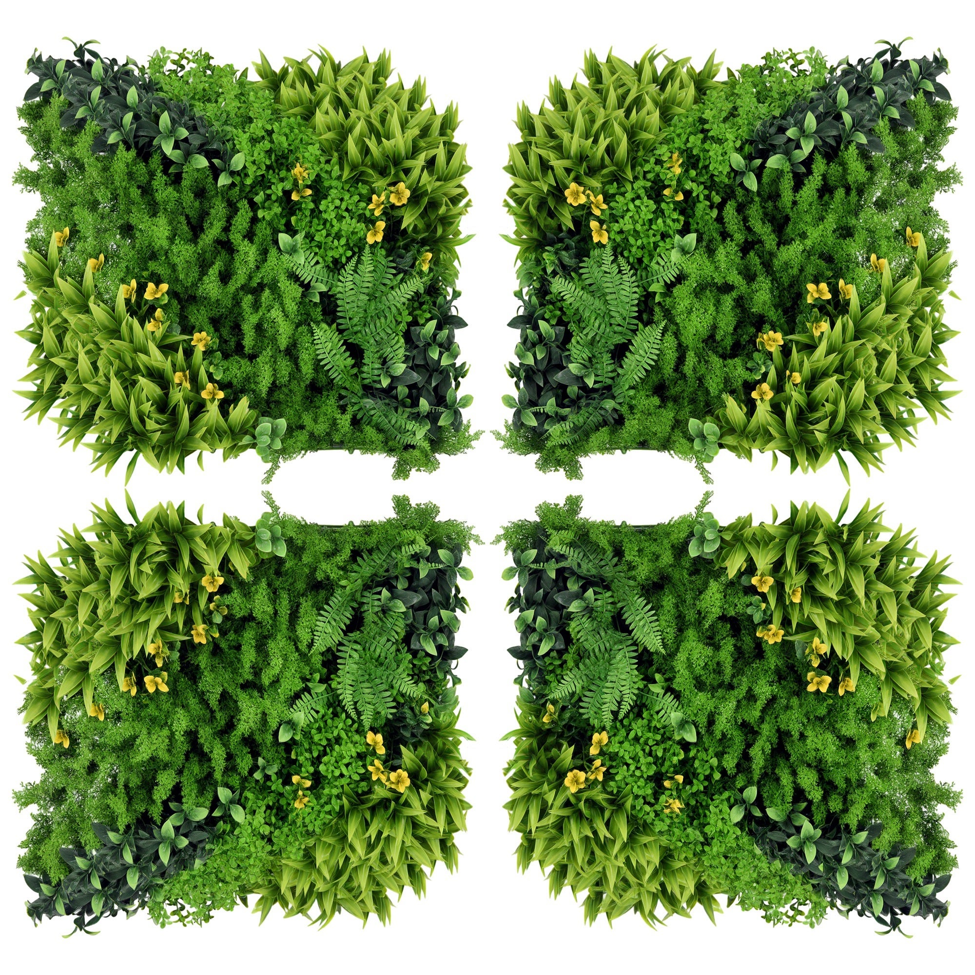 12 szt. sztuczna roślina ścienna żywopłot 50x50 cm ekran prywatności z ochroną UV, wielolistna roślina żywopłotowa do dekoracji ogrodu