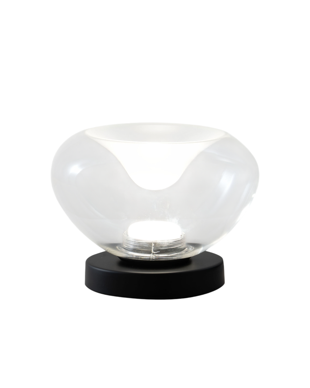 Brena - Lampa stołowa Fabas Luce transparentna - 11W ściemnialna, dotykowa lampa LED - Wklęsłe, przezroczyste szkło borokrzemianowe