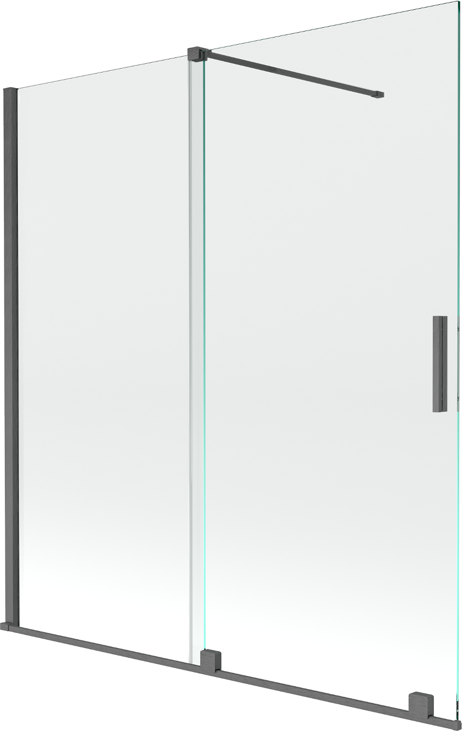 Mexen Velar parawan nawannowy 2-skrzydłowy rozsuwany 150 x 150 cm, transparent, gun gray szczotkowany - 896-150-000-01-66
