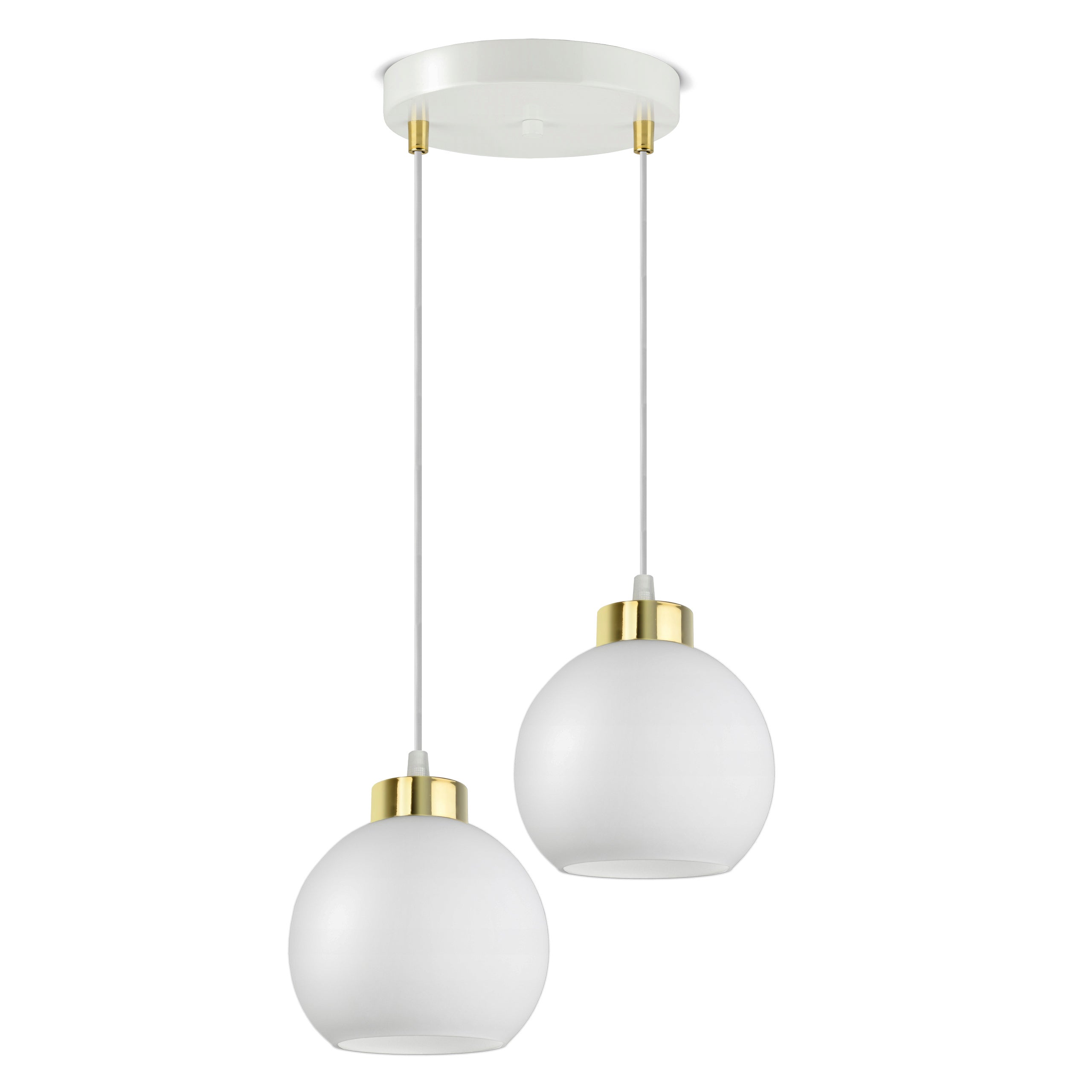 Lampa wisząca sufitowa żyrandol biała szklane kule white glass ez2 led e27