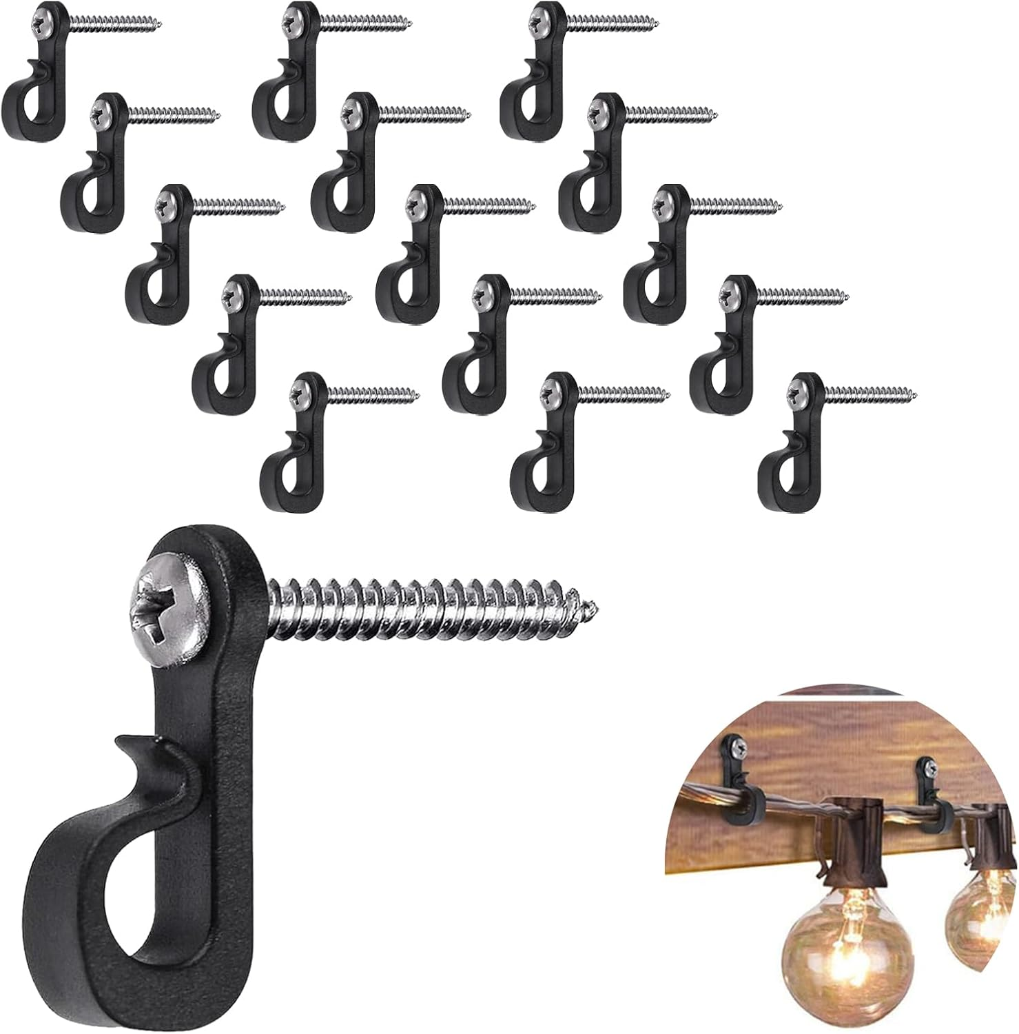 Haki Q-Hanger – zestaw 20 sztuk ze śrubokrętem, praktyczne do zawieszania lampek LED, ozdób świątecznych i imprezowych