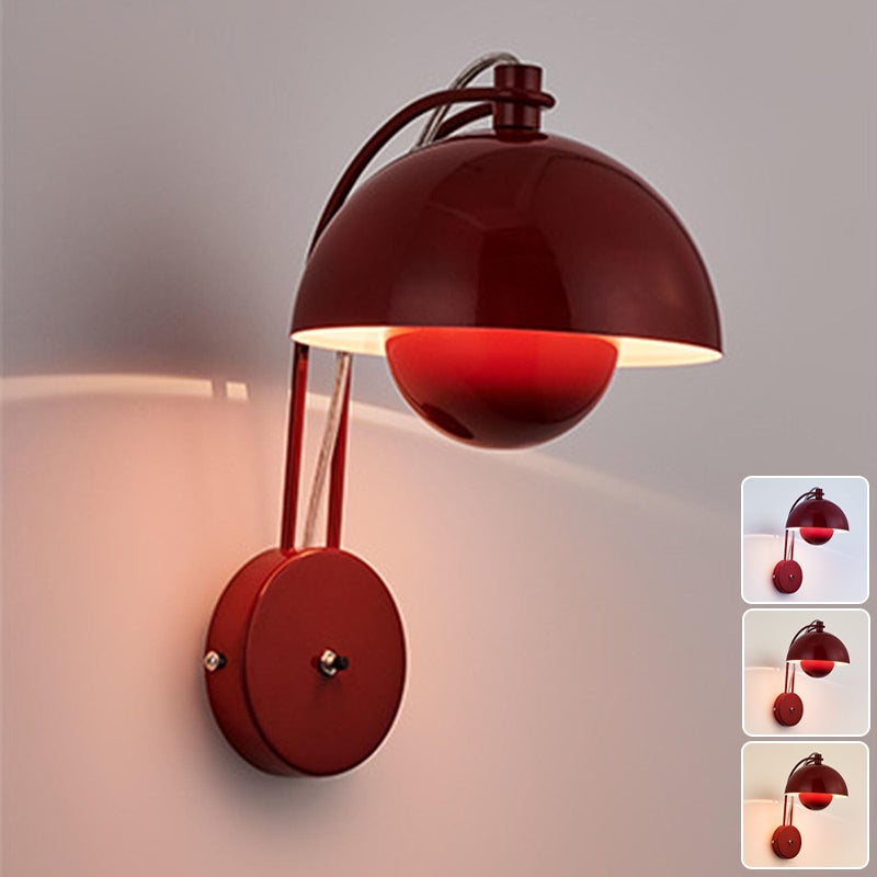 Lampa ścienna, lampka nocna LED, lampa ścienna w kształcie pąka, lampa ścienna z lustrem łazienkowym, 3 regulowane temperatury barwowe, bordowy