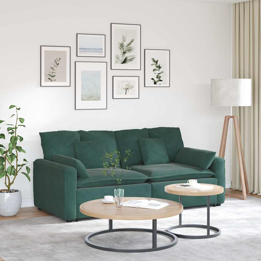 Sofa modułowa z poduszkami, ciemnozielona vidaXL