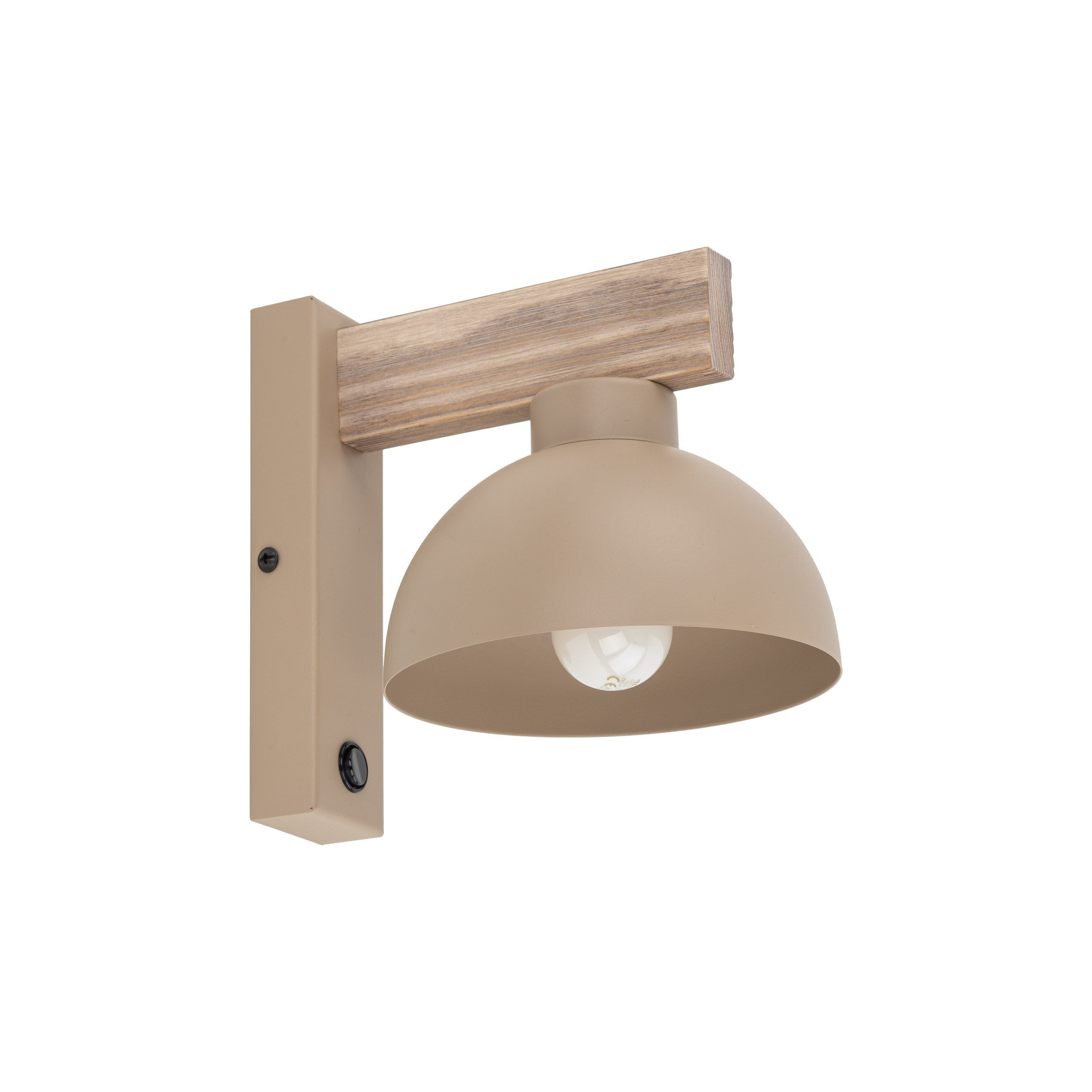 Kinkiet Oslo Sabia Tk-Lighting Drewno Beżowy Metalowy Klosz