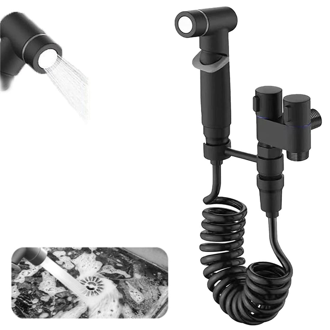 Pistolet natryskowy do WC, zestaw baterii narożnych 1 wlot 2 wyloty, kran, pistolet natryskowy do WC, bateria z podwójnym sterowaniem