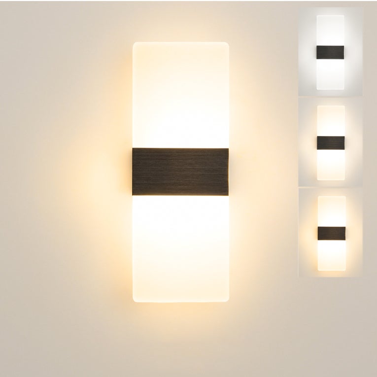 Lampa ścienna LED, lampka nocna, lampa ścienna wewnętrzna, nowoczesne dekoracyjne oświetlenie, 3 regulowane temperatury barwowe