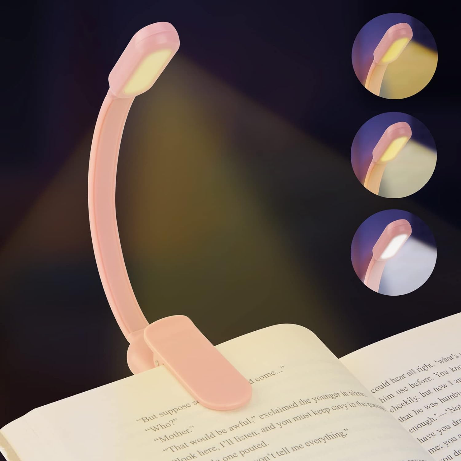 Lampa do czytania, lampka do czytania z klipsem, ładowana przez USB, 3 tryby ochrony oczu (biały/ciepły/ciepły biały), lampka do czytania z giętką s