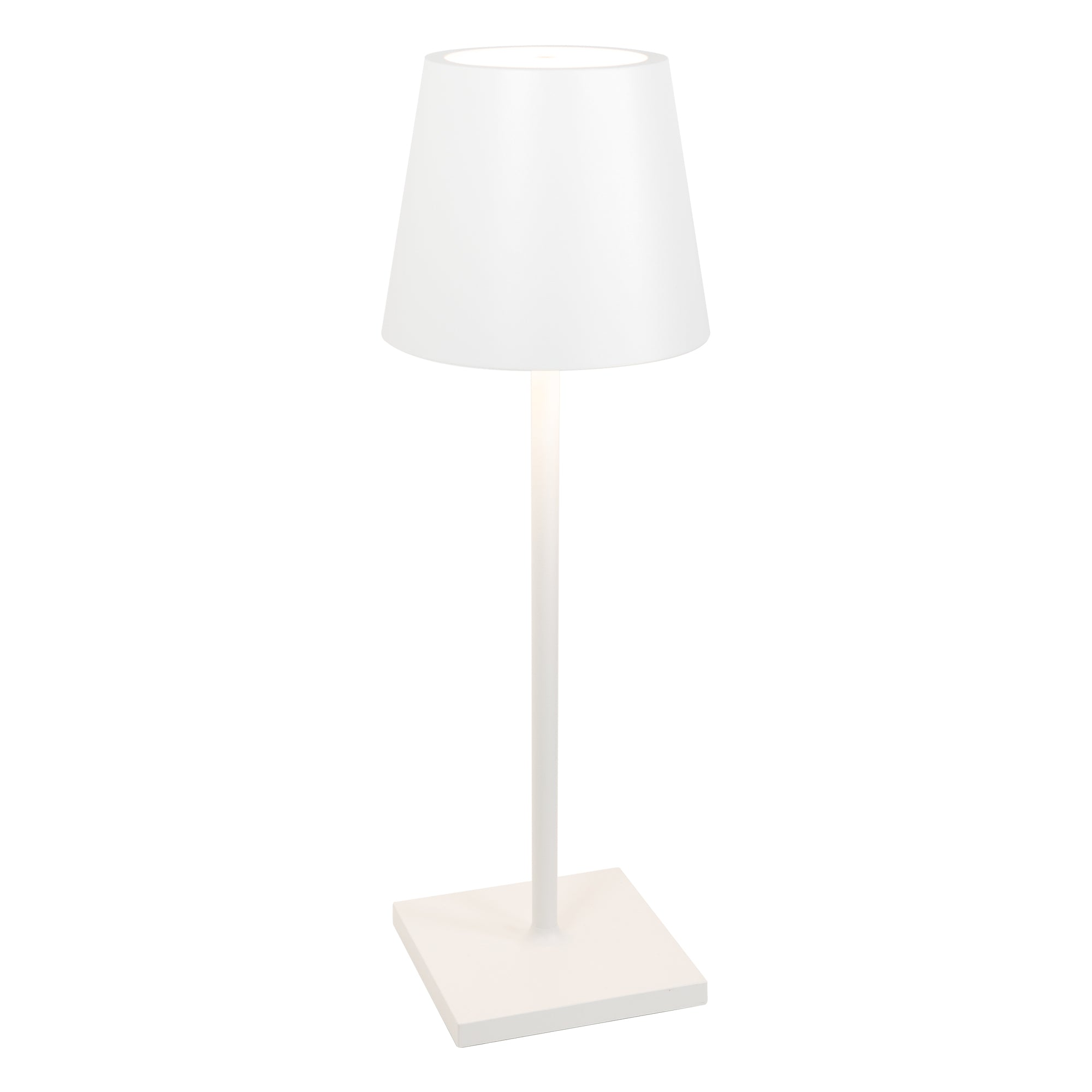 Lampa stołowa LED Poldina L Desk w kolorze białym, z możliwością ładowania i ściemniania, z czasem pracy na baterii do 12 godzin